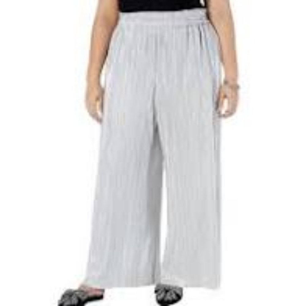 Womens Plus Metallic Mid-Rise Wide Leg Pants XL